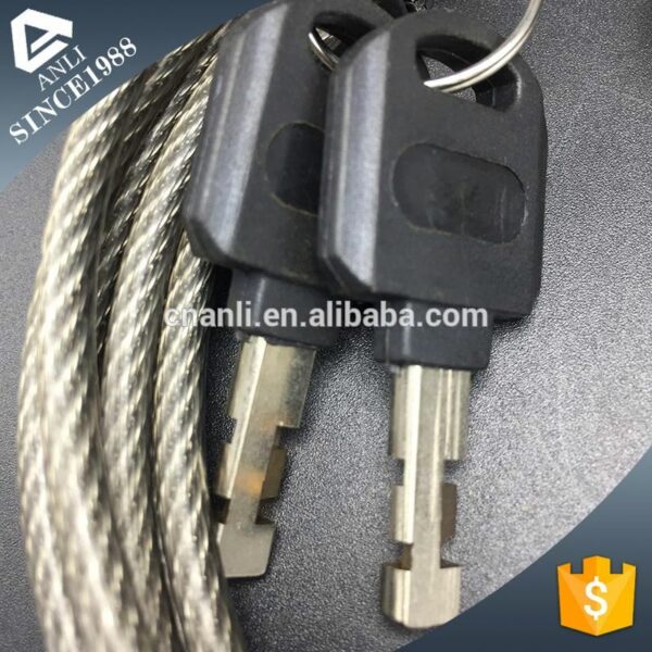 Coated Combination Steel Cable Lock Tool Lanyard Cable Lock with Keys - Image 2